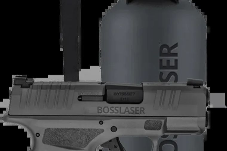 Laser-marked brand logo on a finished metal product