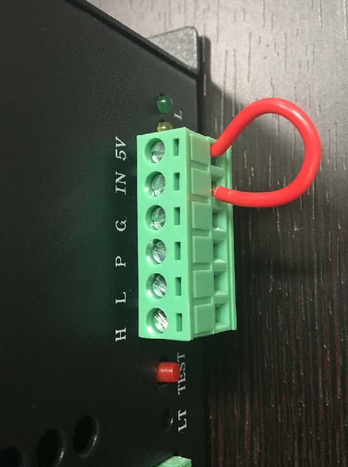 6-pin bypass plugged into the laser power supply