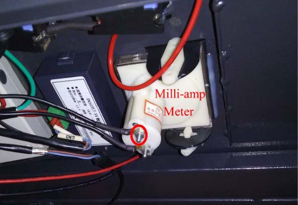 Lug at the bottom of the milliamp meter for the black test lead